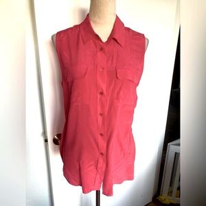 Equipment Signature Shirt silk button up top dark pink